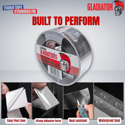 Gladiator Aluminium Foil Tape 48mm x 45m | Heavy Duty HVAC Foil Tape