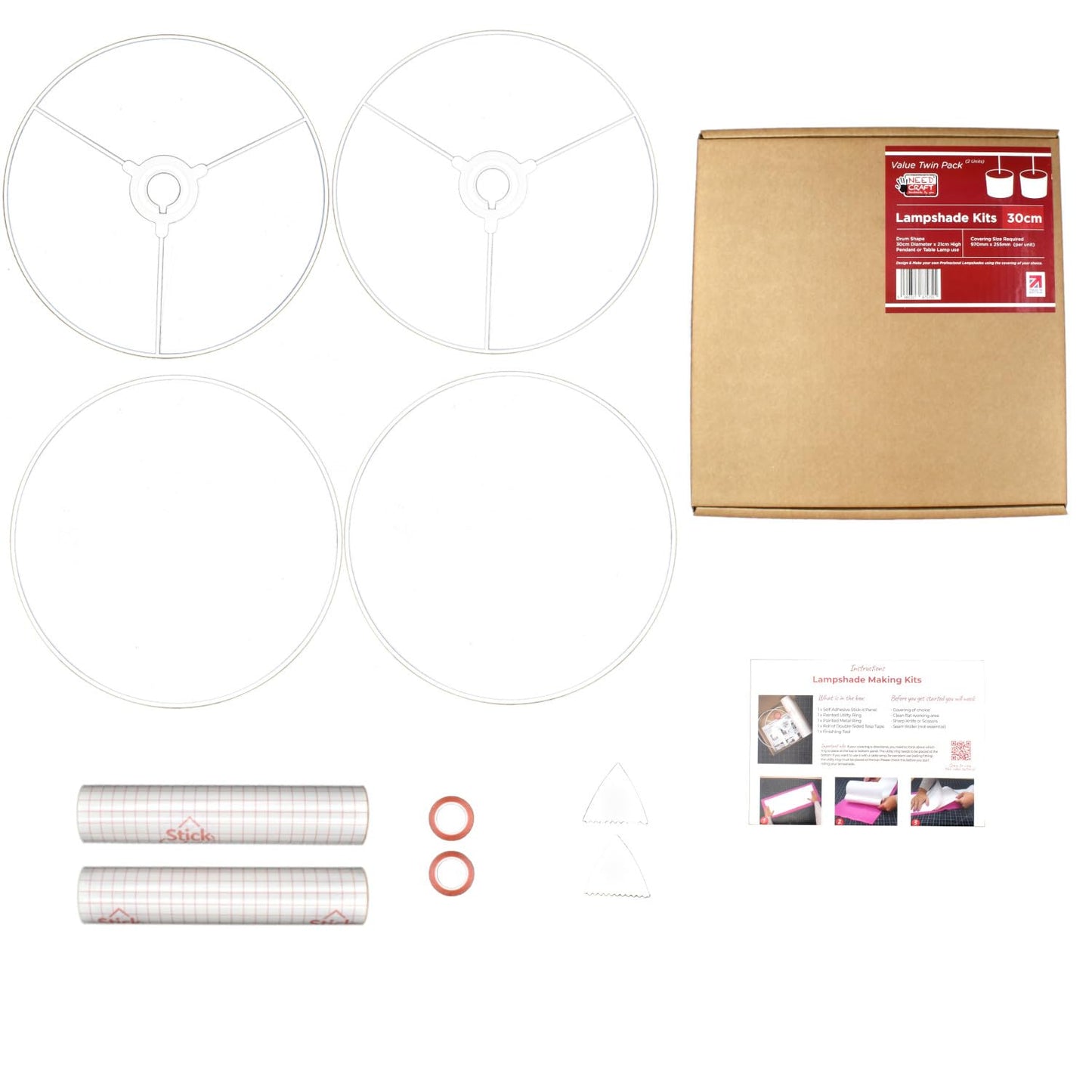 NeedCraft Drum Lampshade Making Kit Twin Pack | 15cm–70cm DIY Lampshade Kit