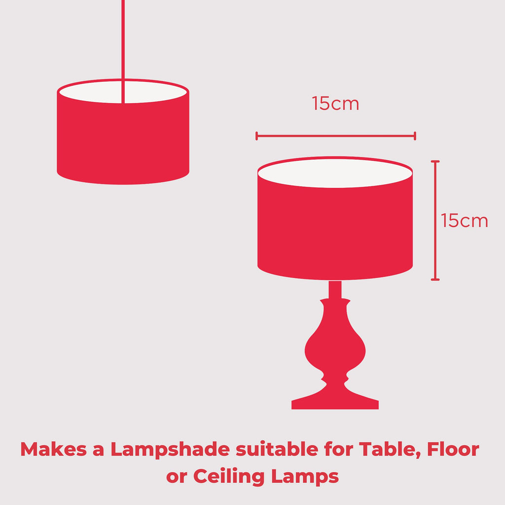15cm Lampshade Making Kit use with Pendant Ceiling Lights and Table and Floor Lamp, Drum Circle Shape Needcraft UK DIY use with Fabric, Textile, Wallpaper of Choice.