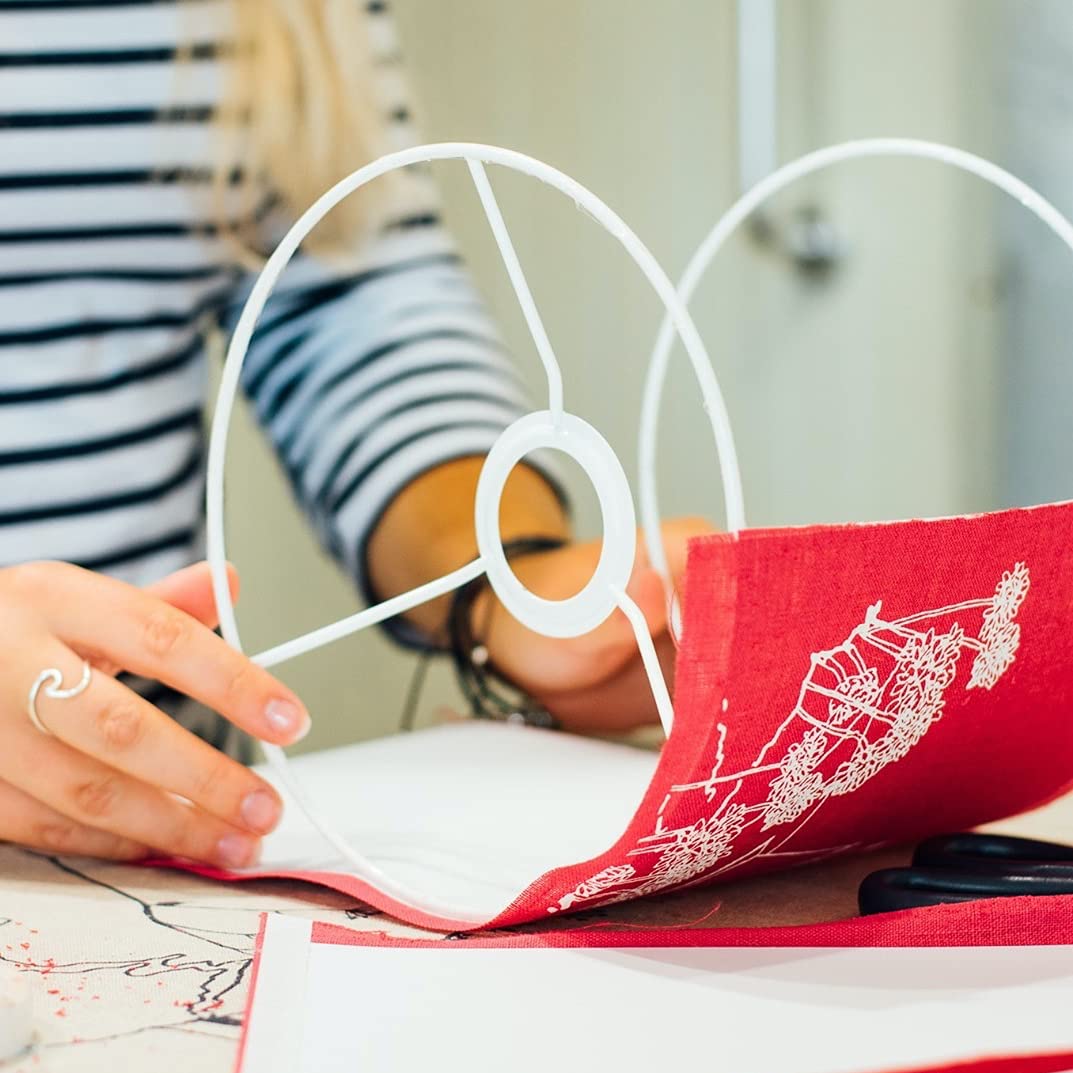 20cm Lampshade Making Kit use with Pendant Ceiling Lights and Table and Floor Lamp, Drum Circle Shape Needcraft UK DIY use with Fabric, Textile, Wallpaper of Choice.